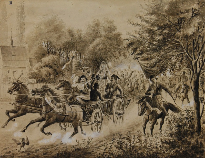Vladislav Titelbah, 1893, Svadba u Srbiji, tu&scaron; na papiru, inv. br. 1952, Umjetnička galerija BiH.jpg