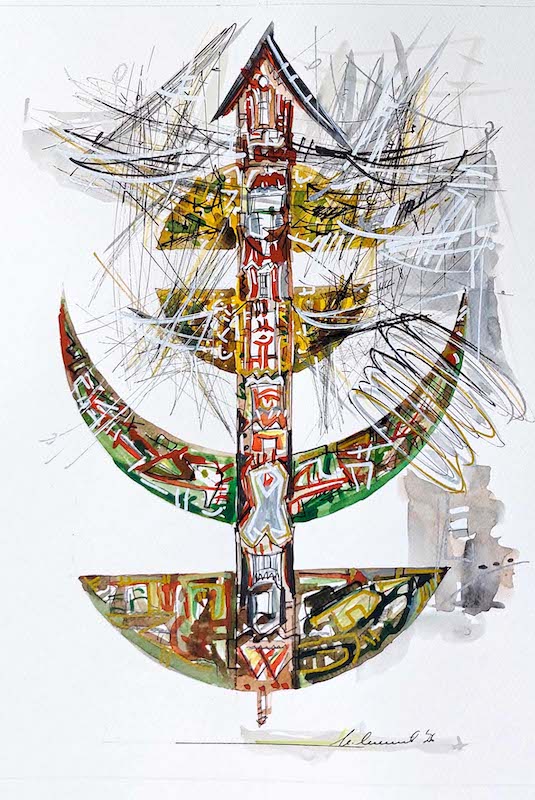 03. Via militis, kombinova tehnika na papiru, 50x35cm, 2026..jpg