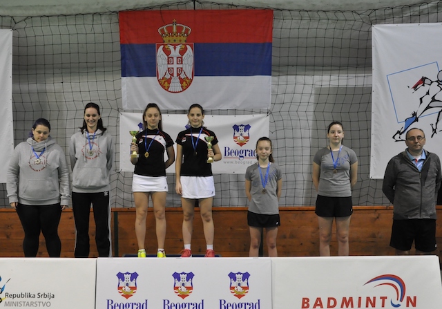 Prvenstvo Beograda u badmintonu 2019_Osvajaci medalje u zenskom dublu kategorije seniori A.JPG